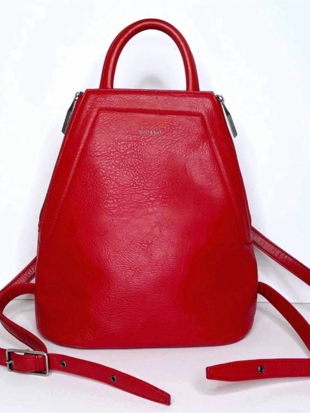 Matt & Nat Red Structured Vegan Leather Backpack